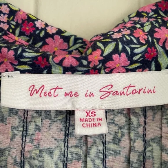 Meet Me In Santorini Pink and Navy Floral Beach and Coastal Resort Wear Size XS - Picture 4 of 6